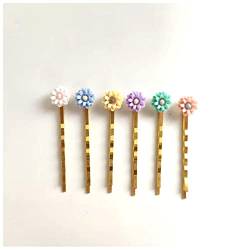 Haarklammern mit Gänseblümchen-Motiv Kamelien-Haarspangen Haarnadeln Zubehör für Frauen Mädchen 6 Stück (Gold) von Dishowme