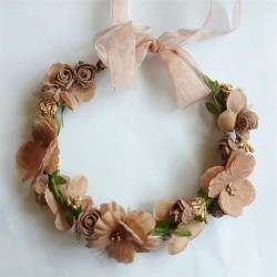 Böhmische Perlenstrand-Blumengirlande, romantische Hochzeitskränze, Blumen-Stirnband, Kaffee, 3 Stirnbänder von Disimlarl