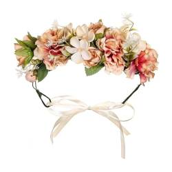 Braut-Kopfschmuck Böhmische Blumenkronen Strand Blumengirlande Romantische Rose Hochzeit Stirnband 4 Stirnbänder von Disimlarl