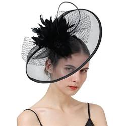 Brautschleier Fascinatoren Hochzeit Damen Kopfbedeckung Haarspange Feder Blume Haarschmuck von Disimlarl