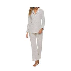 Damen Herbst und Winter Cardigan Gestreift Polka Dot Homewear Pyjama Set, C1, 42 von Disimlarl