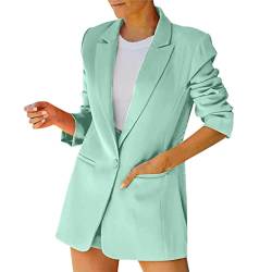 Disimlarl Damen-Blazer, schicker gekerbter Kragen, lässiger Knopf, Arbeitsanzug, Mantel, Büro, elegante Blazer, mint, 52 von Disimlarl