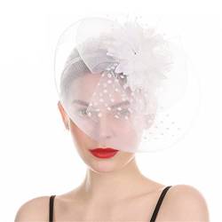 Disimlarl Faszinierende Haarspange aus Netzstoff, mit Federn, für Braut, Hochzeit, Schleier, Party, Blume, Haarspange von Disimlarl