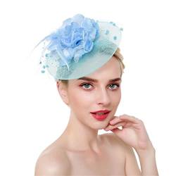 Disimlarl Feder-Fascinator, Stirnband, Haarspangen, Cocktail, solides Netzgewebe für Frauen, Haarnadeln, Haarband, Kopfbedeckung von Disimlarl