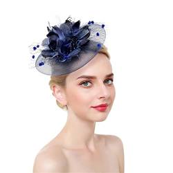 Disimlarl Feder-Fascinator, Stirnband, Haarspangen, Cocktail, solides Netzgewebe für Frauen, Haarnadeln, Haarband, Kopfbedeckung von Disimlarl