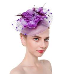 Disimlarl Feder-Fascinator, Stirnband, Haarspangen, Cocktail, solides Netzgewebe für Frauen, Haarnadeln, Haarband, Kopfbedeckung von Disimlarl