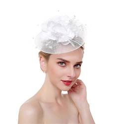 Disimlarl Feder-Fascinator, Stirnband, Haarspangen, Cocktail, solides Netzgewebe für Frauen, Haarnadeln, Haarband, Kopfbedeckung von Disimlarl