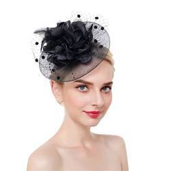 Disimlarl Feder-Fascinator, Stirnband, Haarspangen, Cocktail, solides Netzgewebe für Frauen, Haarnadeln, Haarband, Kopfbedeckung von Disimlarl