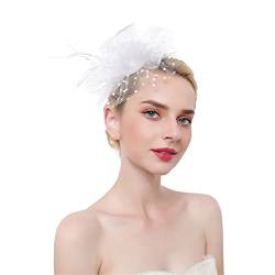 Disimlarl Feder-Fascinatoren auf Stirnband für Frauen und Damen, Haarspange, Netzstoff, Teeparty, Cocktail-Haarschmuck von Disimlarl