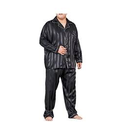 Disimlarl Herren-Pyjama-Set, Seide, Satin, Nachtwäsche, Homewear Heimanzug, super große Größe, Schlafanzug, 803, XXXXX-Large von Disimlarl