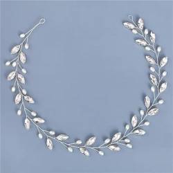 Disimlarl Perlen-Strass-Stirnband, Haarschmuck für Damen, Hochzeitszubehör, Braut-Stirnband für Haare, Silber6 von Disimlarl