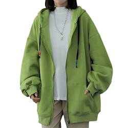 Herbst Casual Zip Up Hoodie Damen Oversized Hoodies Lose Solid Sweatshirts GN 3XL (90-100KG) von Disimlarl