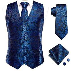 Herren-Manschettenknöpfe aus Seide, schmale Passform, 4-teiliges Set mit Krawatte, Einsteck-Manschettenknöpfe, Anzug, Weste, Krawatte von Disimlarl