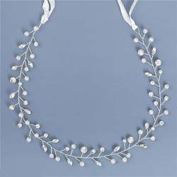 Perlen-Strass-Stirnband, Haarschmuck für Damen, Hochzeitszubehör, Braut-Stirnband für Haar, Silber 11 von Disimlarl