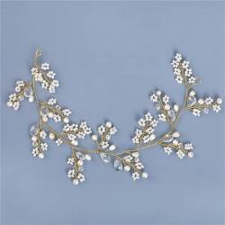 Perlen-Strass-Stirnband, Haarschmuck für Damen, Hochzeitszubehör, Braut-Stirnband für Haare, Gold1 von Disimlarl