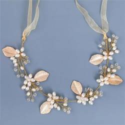 Perlen-Strass-Stirnband, Haarschmuck für Damen, Hochzeitszubehör, Braut-Stirnband für Haare, Gold13 von Disimlarl