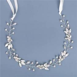 Perlen-Strass-Stirnband, Haarschmuck für Damen, Hochzeitszubehör, Braut-Stirnband für Haare, Silber 13 von Disimlarl