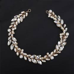 Strass-Braut-Stirnband für Damen, Perlen, Hochzeit, Haarschmuck, handgefertigt, Party-Kopfschmuck, Gold von Disimlarl