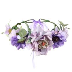 Tiara Haarblume für Frauen, Girlande, Prinzessinnenkranz, floraler Braut-Kopfschmuck, Hochzeitshaar-Stirnband E von Disimlarl