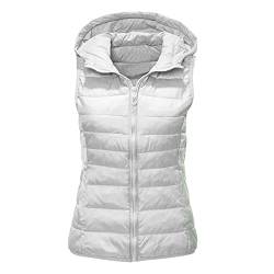 Damen Herren Steppweste Winterweste Kurz Weste Ärmellose Übergangsjacke Longweste Daunenweste Winddichte Funktionsweste Winterjacke Stehkragen Atmungsaktive Herrenweste für Outdoor Wandern Weiß,XXL von Dislsokrhov