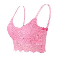 Dislsokrhov Damen BHS Ohne Buegel Push up Yoga Spitze BH Bra Top Sport-BHS für Women Sport-BH für Hohe Belastungen Rückenfreier Body Shaper-BH Spitze Push up Bustier E1-Rosa,XXL von Dislsokrhov