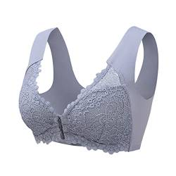 Dislsokrhov Damen Blossom Spitze BH mit Vorderverschluss Sport BH Starker Halt Große Brüst Push up Spitzen BH Ohne Buegel Brisa BH Gegen Hängende BrüstefüR Laufen Joggen Yoga Fitness C1-Grey,4XL von Dislsokrhov