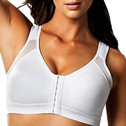 Dislsokrhov Damen Blossom Spitze BH mit Vorderverschluss Sport BH Starker Halt Große Brüst Push up Spitzen BH Ohne Buegel Brisa BH Gegen Hängende BrüstefüR Laufen Joggen Yoga Fitness C2-Weiß,XXL von Dislsokrhov