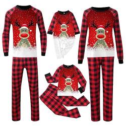 Familie Pyjama Clothing Schlafanzüge Pyjamahose Schneeflocke Nachthemden Mit Kapuze Hausanzug Weihnachten Sleepwear Familien Schlafshirt Matching Winter 5# Rot, M von Dislsokrhov
