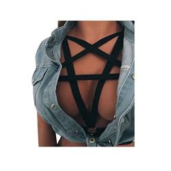 Offene Brust BH Damen Hebe BH Ouvert Spitze Dessous Gothic Weste Gürtel Verstellbare Bandage Sexy Körper Cross Cage BH Body Harness Strap BH Punk Gothic Dance Party Kostüm 2# Schwarz,XL von Dislsokrhov