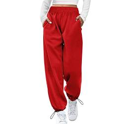 Trainingshose Damen Elegant Pants Damen Sporthosen Baggy Lang Parachute Pants Womens 2000Er Kleidung Jogginganzug Preppy Cargohose Women Marlenehose 02-Rot, M von Dislsokrhov