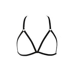 Verstellbare Frauen Tops Elastischen Käfig Spitze Straps Aushöhlen Körper Cross Cage BH mit Bändern Vorne Sexy Gothic Dessous Bandage Unterwaesche Buestenhebe Ouvert Schwarz, Einheitsgröße von Dislsokrhov