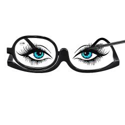 Make-up Brillen Lesebrille, Vergrößernde Drehbare Einzellinsen Schminkbrille, Tragbare Flip Nach Unten Kosmetik Brille Lesehilfe für Frauen, Make-up Essential Werkzeug (Schwarz, 1, multiplier_x) von Disnace
