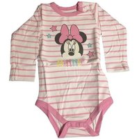 Disney Baby Langarmwickelbody Langarm-Body für Kleinkinder - "Minnie" - weiß-rosa gestreift mit niedlichem Frontprint von Disney Baby