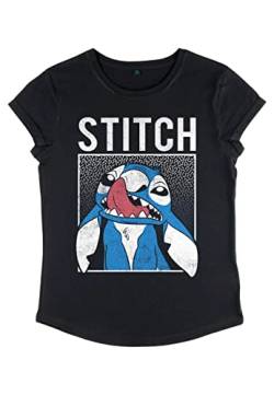 Disney Damen Lilo & Stitch Savage Stitch Women's Organic Rolled Sleeve T-shirt, Schwarz, XL von Disney Classics