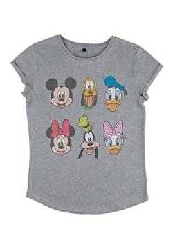 Disney Damen Mickey Classic Always Trending Stack Women's Organic Rolled Sleeve T-shirt, Melange Grau, M von Disney Classics