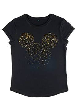 Disney Damen Mickey Classic Mickey Confetti Fill Women's Organic Rolled Sleeve T-shirt, Schwarz, M von Disney Classics