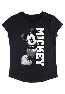 Disney Damen Mickey Classic Mickey Lean Women's Organic Rolled Sleeve T-shirt, Schwarz, XL von Disney Classics