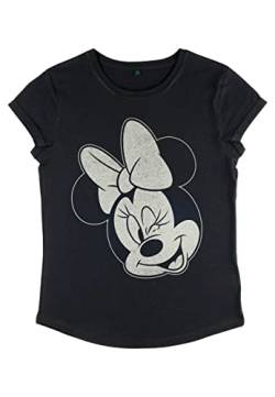 Disney Damen Mickey Classic Minnie Wink Women's Organic Rolled Sleeve T-shirt, Schwarz, M von Disney Classics