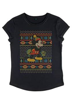 Disney Damen Mickey Classic Vtg Mickey Sweater Women's Organic Rolled Sleeve T-shirt, Schwarz, L von Disney Classics