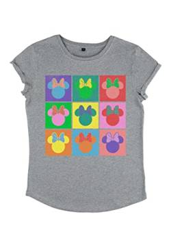 Disney Damen Mickey Classic Warhol Minnie Women's Organic Rolled Sleeve T-shirt, Melange Grau, XL von Disney Classics