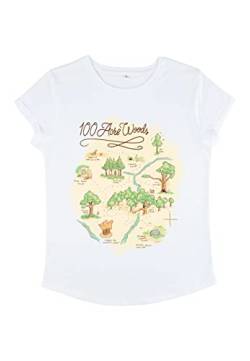 Disney Damen Winnie The Pooh Acre Map Women's Organic Rolled Sleeve T-shirt, Weiß, M von Disney Classics