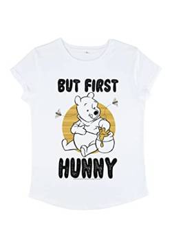 Disney Damen Winnie The Pooh First Hunny Women's Organic Rolled Sleeve T-shirt, Weiß, L von Disney Classics