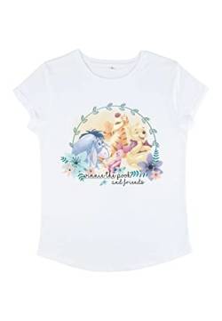 Disney Damen Winnie The Pooh Winnie And Friends Women's Organic Rolled Sleeve T-shirt, Weiß, XL von Disney Classics