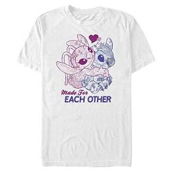 Disney Unisex Lilo & Stitch Stitch Angel Together Organic Short Sleeve T-shirt, Weiß, XL von Disney Classics