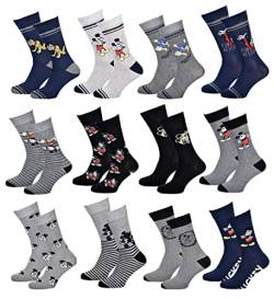 Disney Socks And Underwear – Herren-Socken Micky Maus aus Baumwolle – verschiedene Modelle je nach Verfügbarkeit – mehrfarbig Gr. One size, 3 Paar von Disney Socks And Underwear