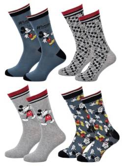 Disney Socks And Underwear – Herren-Socken Micky Maus aus Baumwolle – verschiedene Modelle je nach Verfügbarkeit – mehrfarbig Gr. One size, 4 Paar von Disney Socks And Underwear