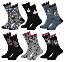 Disney Socks And Underwear – Herren-Socken Micky Maus aus Baumwolle – verschiedene Modelle je nach Verfügbarkeit – mehrfarbig Gr. One size, 6 Paar von Disney Socks And Underwear