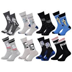 Disney Socks And Underwear – Herren-Socken Star Wars aus Baumwolle – verschiedene Modelle mit Fotos je nach Verfügbarkeit – mehrfarbig Gr. One size, Packung mit 8 Paar von Disney Socks And Underwear