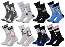 Disney Socks And Underwear – Herren-Socken Star Wars aus Baumwolle – verschiedene Modelle mit Fotos je nach Verfügbarkeit – mehrfarbig Gr. One size, Packung mit 8 Paar von Disney Socks And Underwear