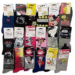 Disney Socks And Underwear – Socken Fantasy Lizenz aus Baumwolle Verkauft als Überraschungspaket – verschiedene Modelle mit Fotos je nach Verfügbarkeit – mehrfarbig Gr. One size, 10 Paar Damenohrringe von Disney Socks And Underwear